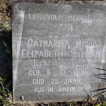 SNYMAN Catharina Maria Elizabeth nee GROBLER 1900-
