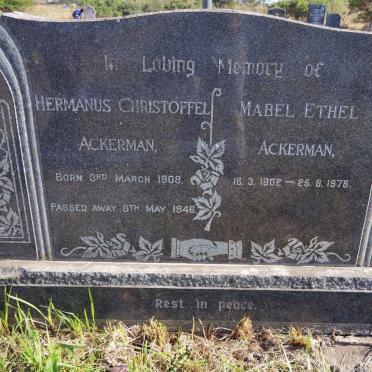 ACKERMAN Hermanus Christoffel 1908-1946 &amp; Mabel Ethel 1902-1978