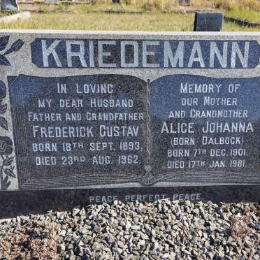 KRIEDEMANN Frederick Gustav 1893-1962 &amp; Alice Johanna DALBOCK 1901-1981
