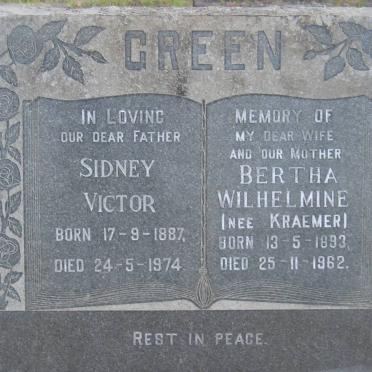 GREEN Sidney Victor 1887-1974 &amp; Bertha Wilhelmine KRAEMER 1893-1962