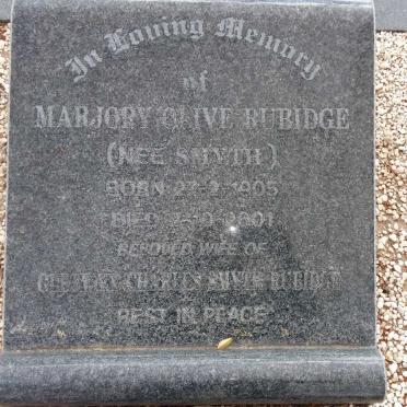 RUBIDGE Marjory Olive nee SMYTH 1905-2001