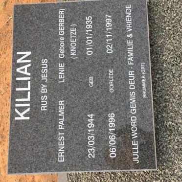 KILLIAN Ernest Palmer 1944-1996 &amp; Lenie KNOETZE nee GERBER 1935-1997