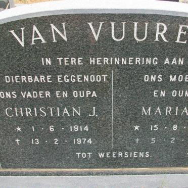 VUUREN Christian J., van 1914-1974 &amp; Maria C. 1922-1985