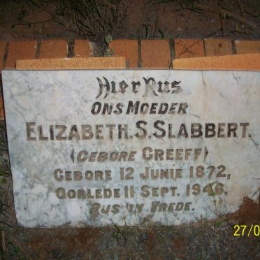 SLABBERT Elizabeth S. nee GREEFF 1872-1946