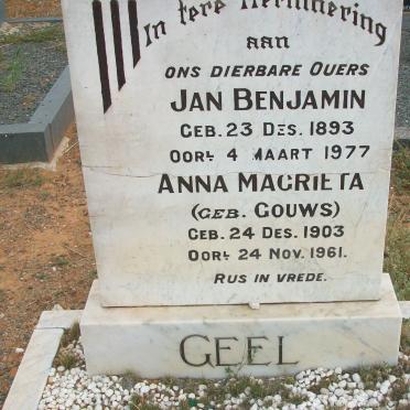 GEEL Jan Benjamin 1893-1977 &amp; Anna Magrieta GOUWS 1903-1961