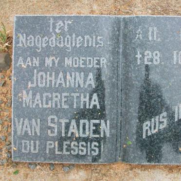 STADEN Johanna Magretha, van nee DU PLESSIS 1929-1951