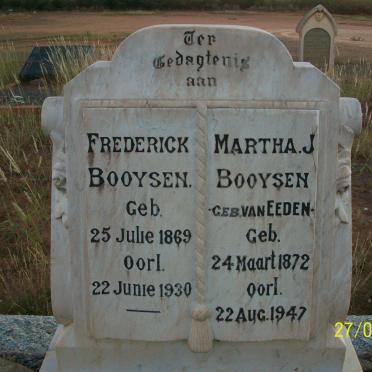 BOOYSEN Frederick 1869-1930 &amp; Martha J. VAN EEDEN 1872-1947