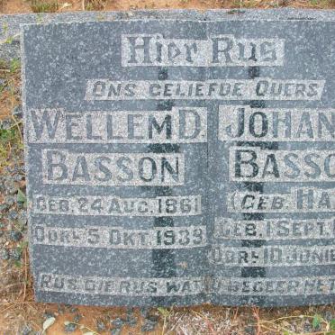 BASSON Willem D. 1861-1939 &amp; Johanna HALL 1858-1954