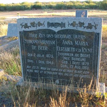 BEER Sybrand Abraham, de 1875-1945 &amp; Anna Maria Elizabeth  V.D.RYST voorheen DE BEER nee SCHEUN 1879-1960