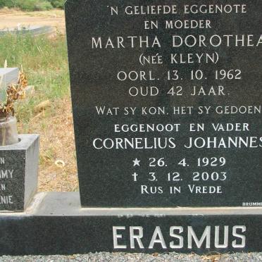 ERASMUS Cornelius Johannes 1929-2003 &amp; Martha Dorothea KLEYN -1962