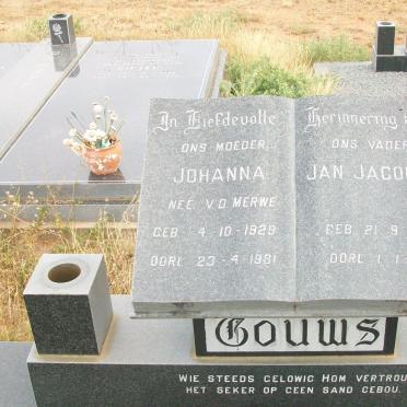 GOUWS Jan Jacobus 1922-1981 &amp; Johanna V.D.MERWE 1929-1981