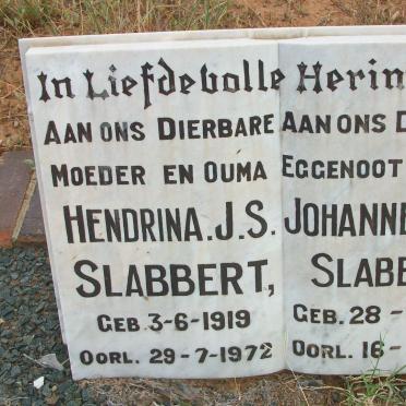 SLABBERT Johannes J.W. 1910-1968 &amp; Hendrina J.S. 1919-1972