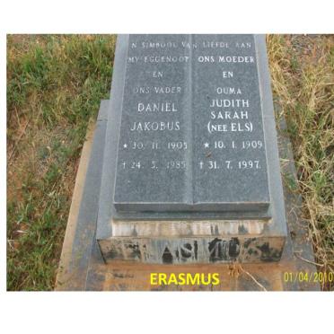 ERASMUS Daniel Jakobus 1905-1985 &amp; Judith Sarah ELS 1909-1997