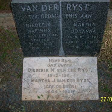 RYST Diederik Marinus, van der 1843-1911 &amp; Martha Johanna DE BEER 1844-1908