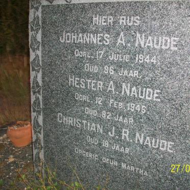 NAUDE Johannes A. -1944 &amp; Hester A. -1946 :: NAUDE Christian J.R.