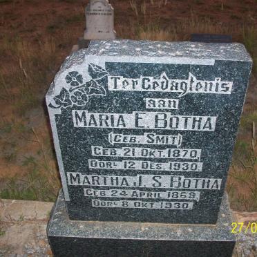 BOTHA Martha J.S. 1869-1930 :: BOTHA Maria E. nee SMIT 1870-1930