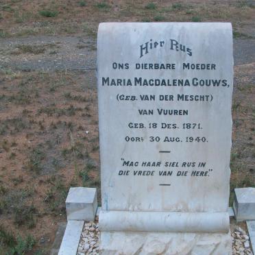 GOUWS Maria Magdalena voorheen VAN VUUREN nee VAN DER MESCHT 1871-1940