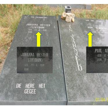 JAARSVELD Paul Albertus, van 1922-1993 &amp; Johanna Hester STRYDOM 1930-