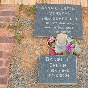 GREEN Daniël J. 1946-2004 &amp; Anna C. voorheen VERWEY nee SLABBERT 1943-1993