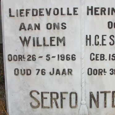 SERFONTEIN Willem -1966 &amp; H.C.E. 1893-1974