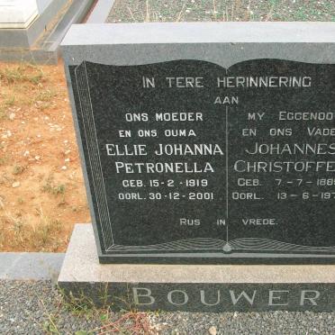 BOUWER Johannes Christoffel 1885-1970 &amp; Ellie Johanna Petronella 1919-2001