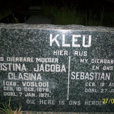 KLEU Sebastian Johann 1876-1959 &amp; Christina Jacoba Clasina VOSLOO 1878-1971