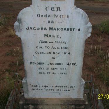 MARÉ Hendrik Jacobus 1854-1932 &amp; Jacoba Margaretha VAN EEDEN 1860-1914
