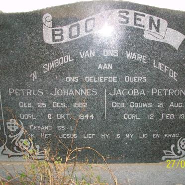 BOOYSEN Petrus Johannes 1882-1944 &amp; Jacoba Petronella GOUWS 1884-1971