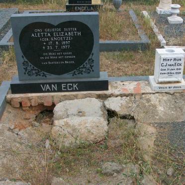 ECK Aletta Elizabeth, van nee KNOETZE 1897-1977 :: VAN ECK G.J. 1901-1955