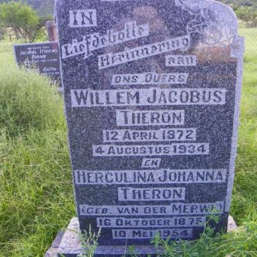 THERON Willem Jacobus 1872-1934 &amp; Herculina Johanna VAN DER MERWE 1875-1954