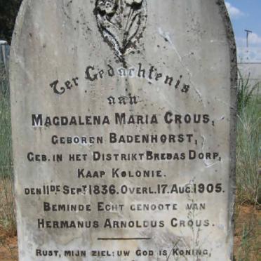 CROUS Magdalena Maria nee BADENHORST 1836-1905