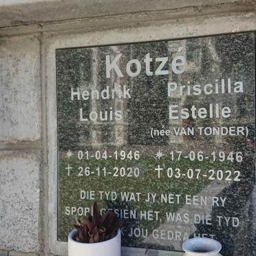 KOTZÉ Hendrik Louis 1946-2020 &amp; Priscilla Estelle VAN TONDER 1946-2022