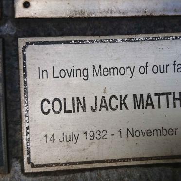 MATTHEW Colin Jack 1932-2012