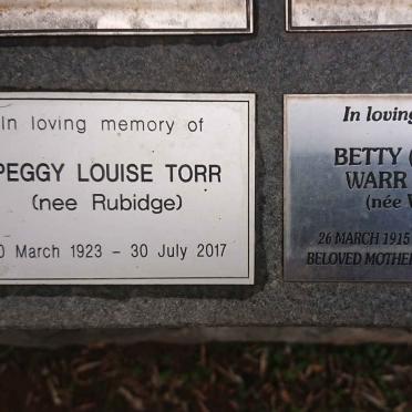 BUISMAN Beatrice Warr nee WRIGHT 1915-2005 :: TORR Peggy Louise nee RUBIDGE 1923-2017