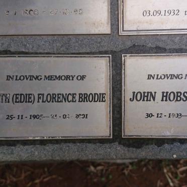 BRODIE John Hobson 1903-1979 &amp; Edith Florence 1905-2001