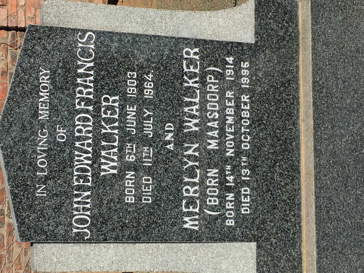 WALKER John Edward Francis 1903-1964 & Merlyn MAASDORP 1914-1995