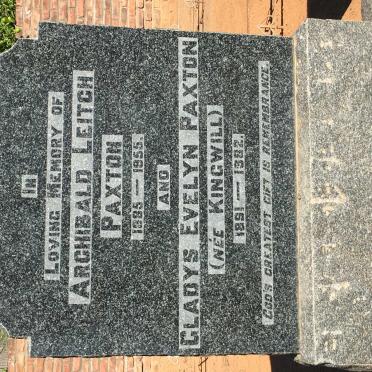 PAXTON Archibald Leitch 1885-1955 &amp; Gladys Evelyn KINGWILL 1891-1982
