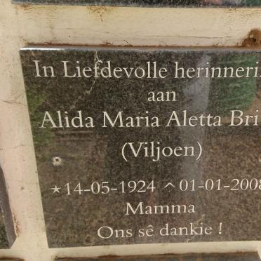 BRITS Alida Maria Aletta nee VILJOEN 1924-2008