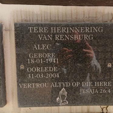 RENSBURG Alec, van 1941-2004