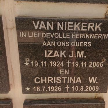 NIEKERK Izak J.M., van 1924-2006 &amp; Christina W. 1926-2009