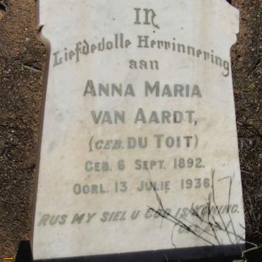 AARDT Anna Maria, van nee DU TOIT 1892-1936