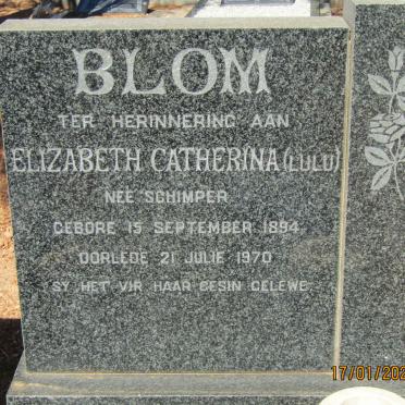 BLOM Elizabeth Catherina nee SCHIMPER 1894-1970