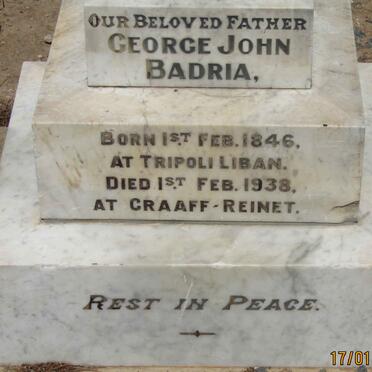 BADRIA George John 1846-1938