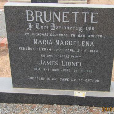 BRUNETTE James Lionel 1908 -1993 &amp; Maria Magdelena BOTES 1912-1984