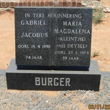 BURGER Gabriel Jacobus -1990 &amp; Maria Magdalena DEYSEL -1975