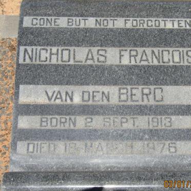 BERG Nicholas Francois, van den 1913-1976