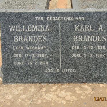 BRANDES Karl A. 1886-1962 &amp; Willemina WEGKAMP 1887-1978
