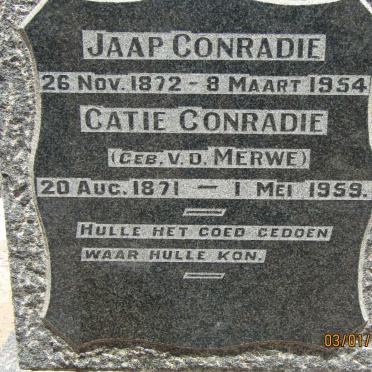 CONRADIE Jaap 1872-1954 &amp; Catie V.D. MERWE 1871-1959