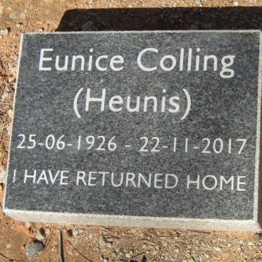 COLLING Eunice nee HEUNIS 1926-2017