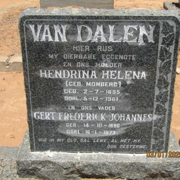DALEN Gert Frederick Johannes, van 1886-1973 &amp; Hendrina Helena MOMBERG 1895-1961
